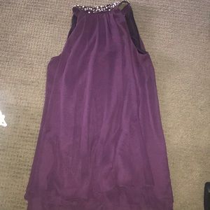 purple dress with embellished collar